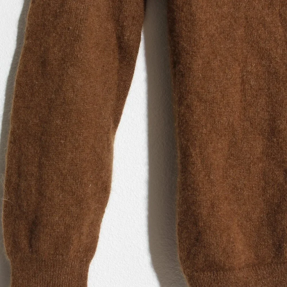 J. Crew 100% Cashmere Classic-Fit Crewneck Sweater Warm Tan Long Sleeve Sz Small